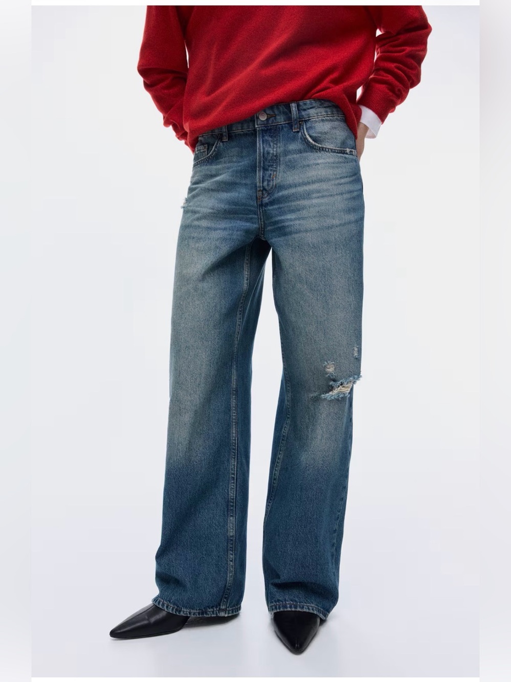 H&M wide leg regular waist jeans denim